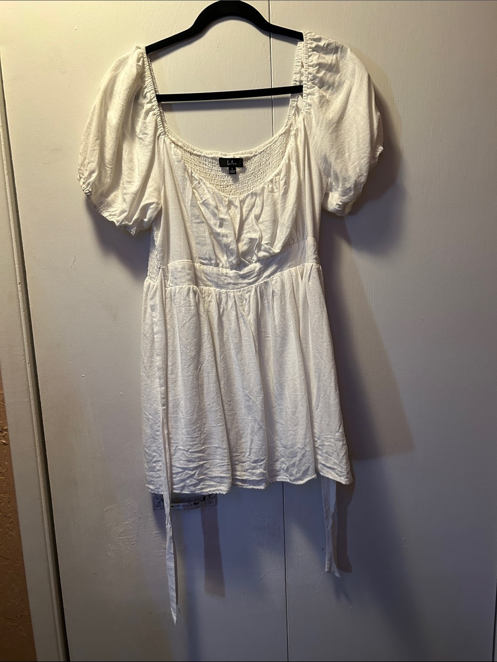 Lulu's White Puff Sleeve Empire Waist Top